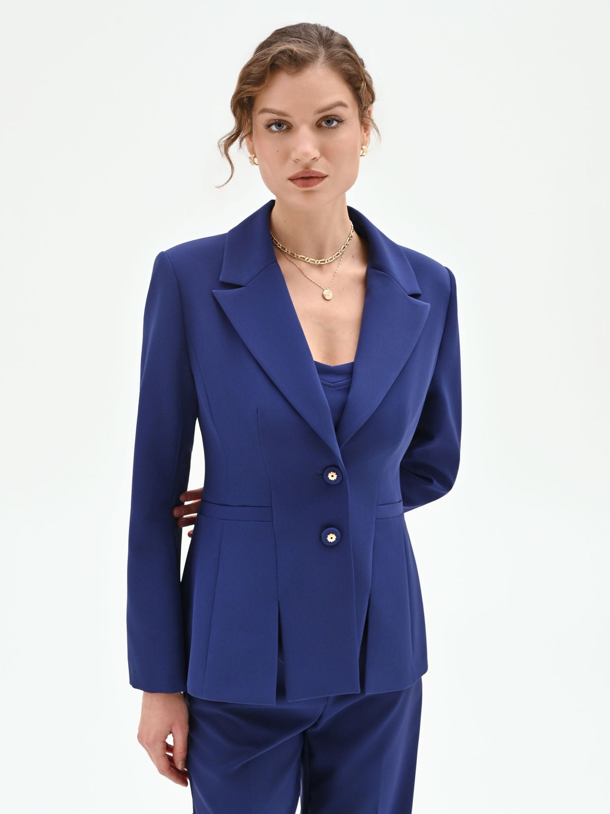Giacca Studio blu indaco monopetto con spacchi