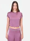 Blusa crop in raso rosa antico