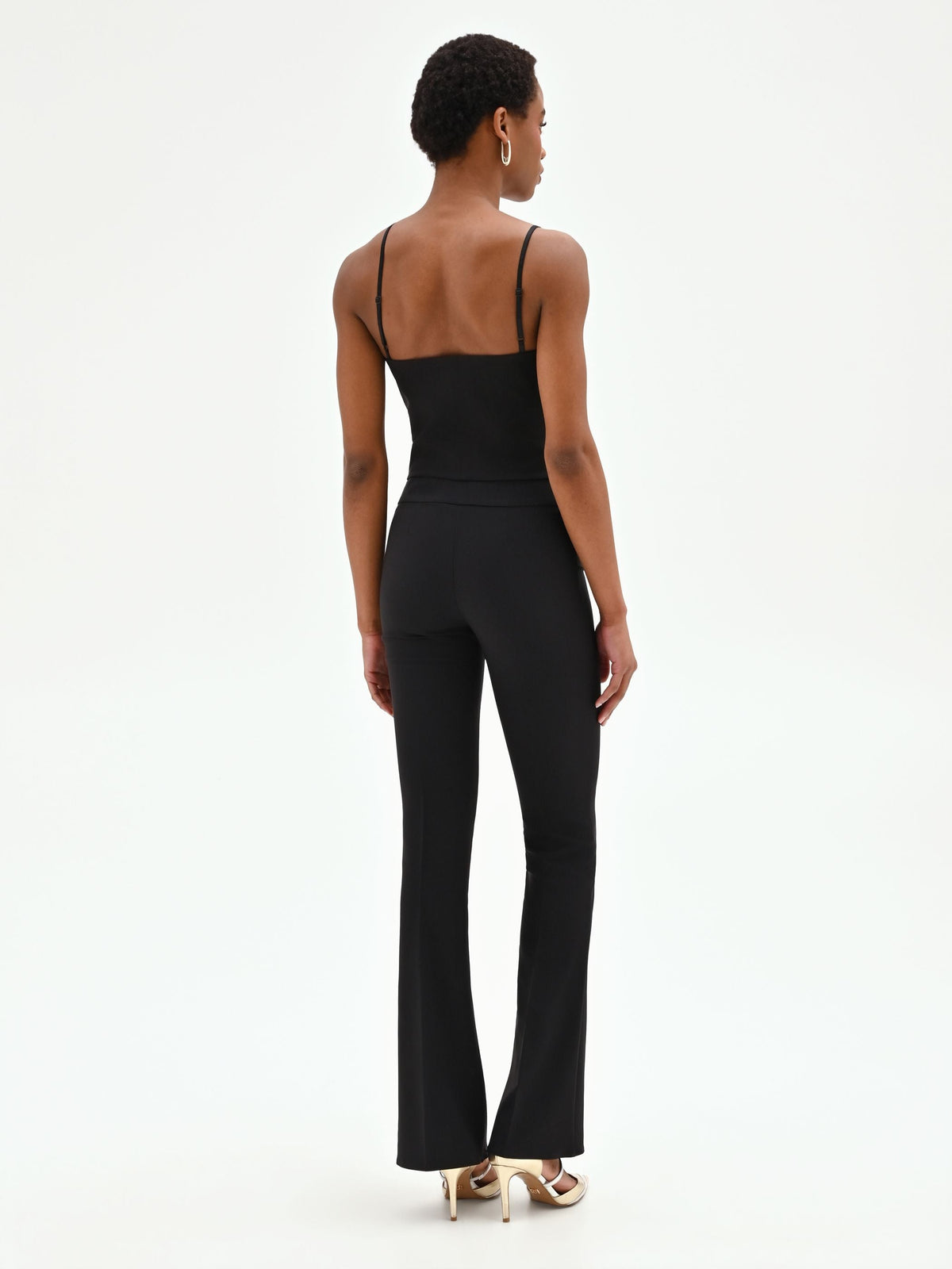 Pantalone nero svasato in tessuto tecnico