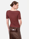 T-shirt asimmetrica moro con drappeggio