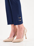 Pantaloni blu con bottoni dorati