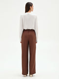 Pantalone in lino color cioccolato