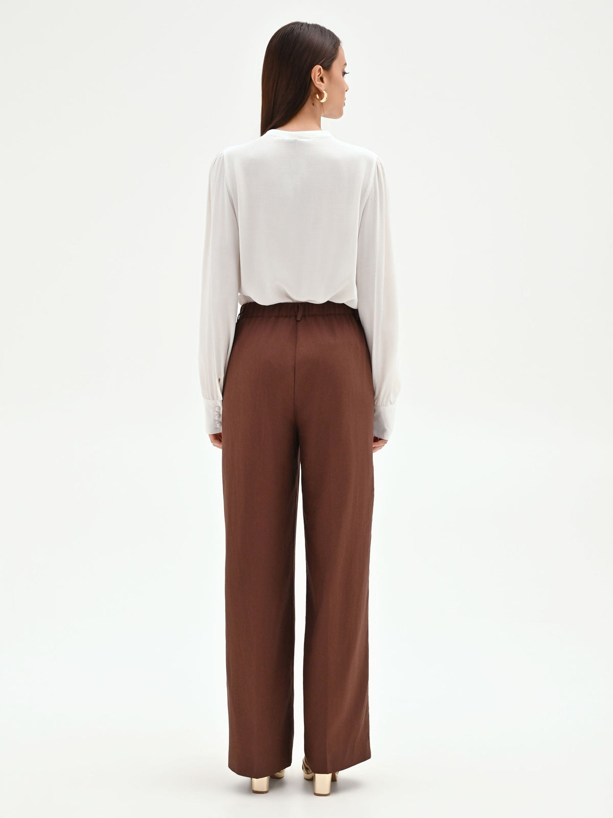 Pantalone in lino color cioccolato