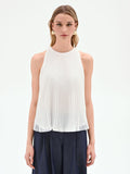 Top bianco plissettato con scollo all'americana