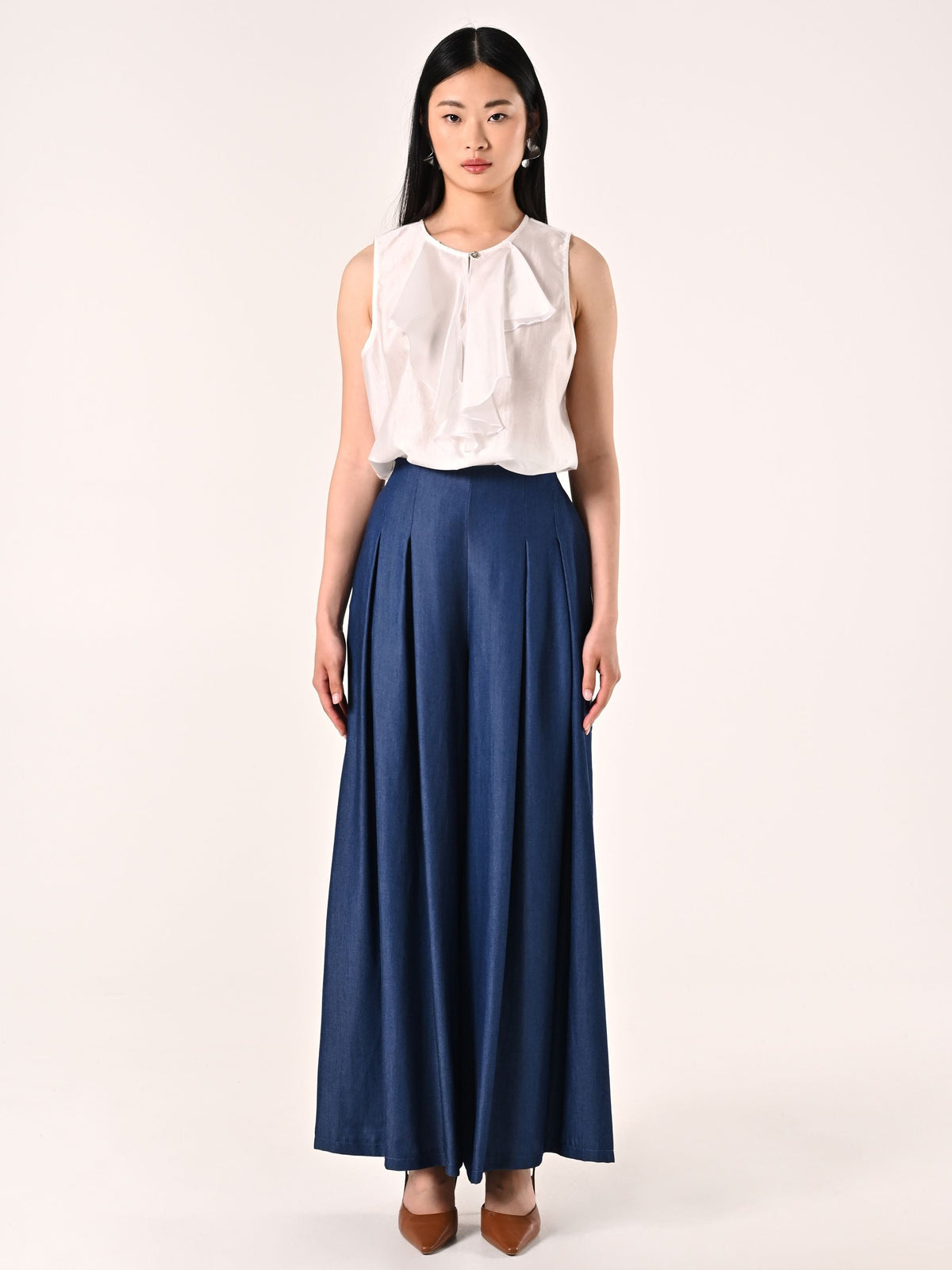 Pantaloni Ampi in Chambray