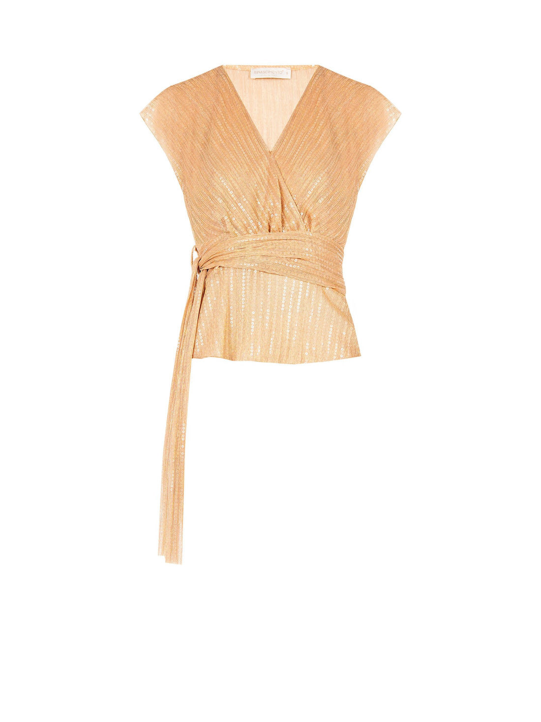 Top dorato in tessuto paillettes