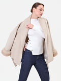 Maglia misto viscosa asimmetrica con bottoni panna bianco