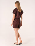 Shorts Marrone Cioccolato in Lino Cotone