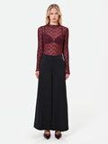 T-shirt in pizzo bordeaux rosso