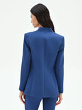 Giacca blazer blu brillante senza rever