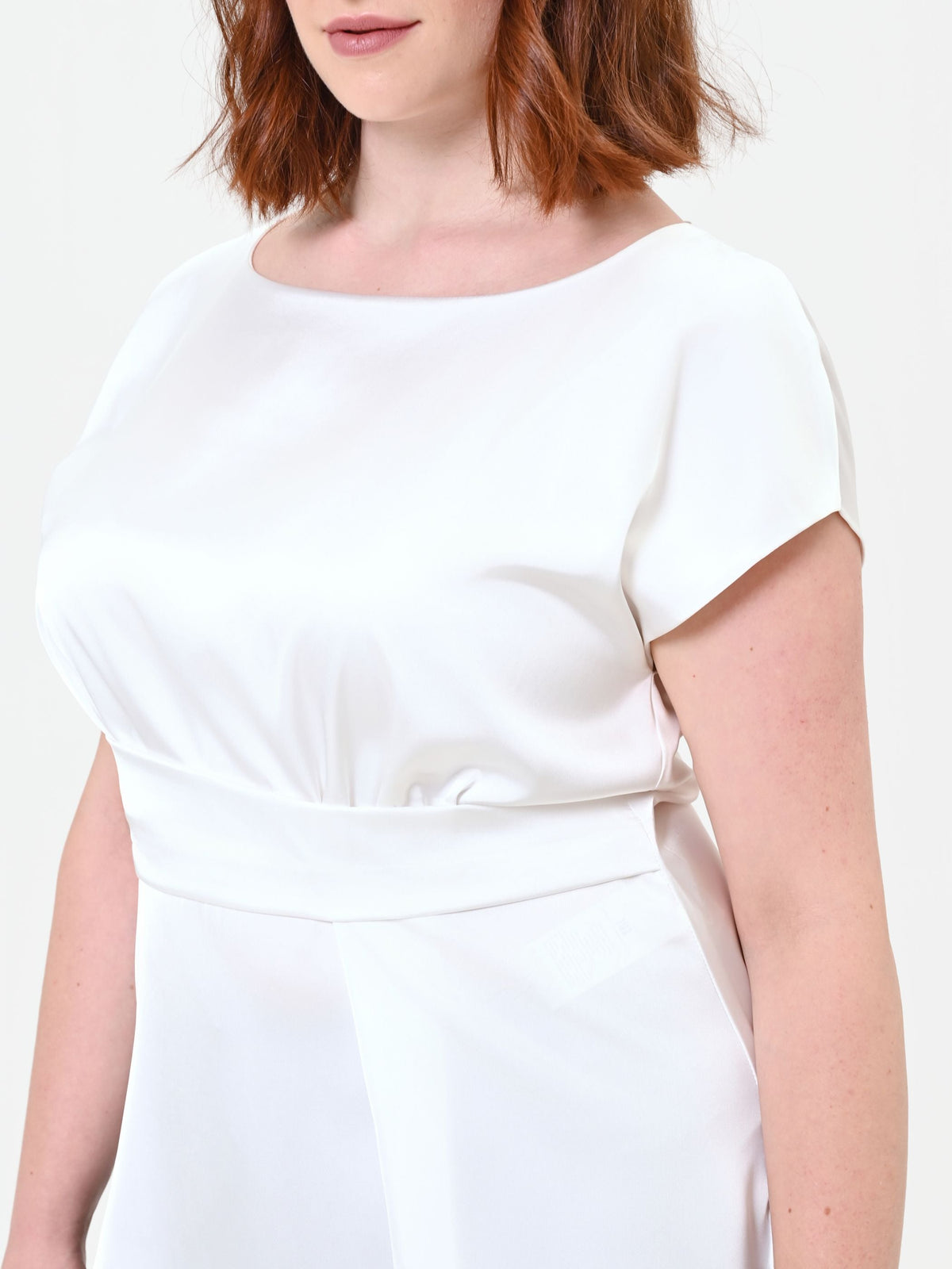 Blusa Curvy asimmetrica panna bianco in raso
