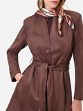 Trench marrone effetto scamosciato con cintura