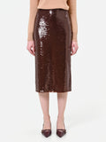 Gonna longuette marrone in paillettes