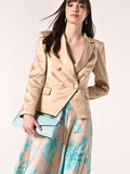 Giacca in Raso di Viscosa Beige Scuro