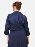 Giacca Curvy bolero in raso blu navy
