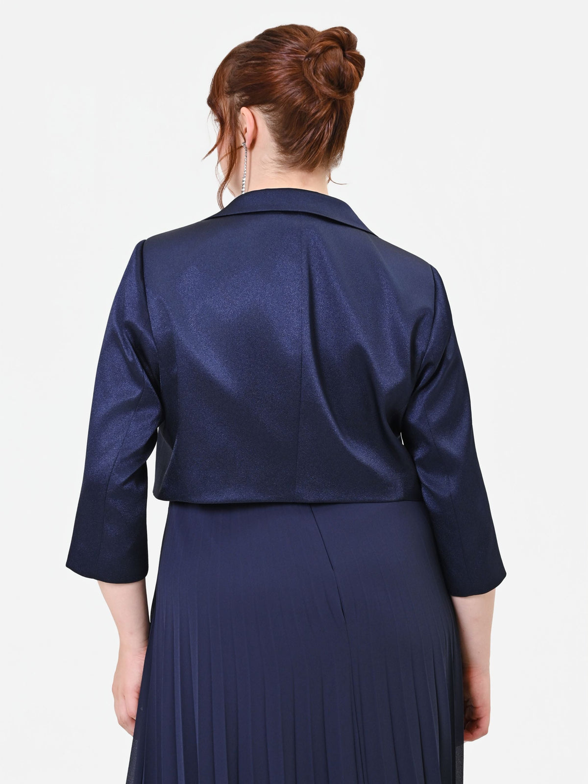 Giacca Curvy bolero in raso blu navy