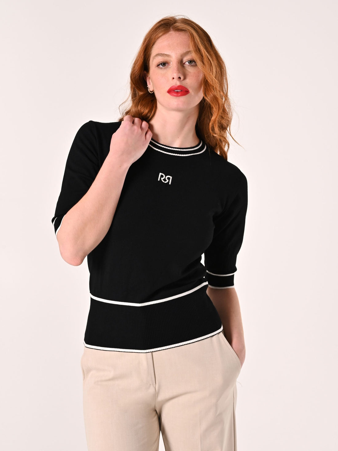 Maglia a Maniche corte con Bordi a Contrasto