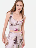 Top bustier tortora beige con stampa floreale