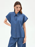 Camicia blu indaco in chambray