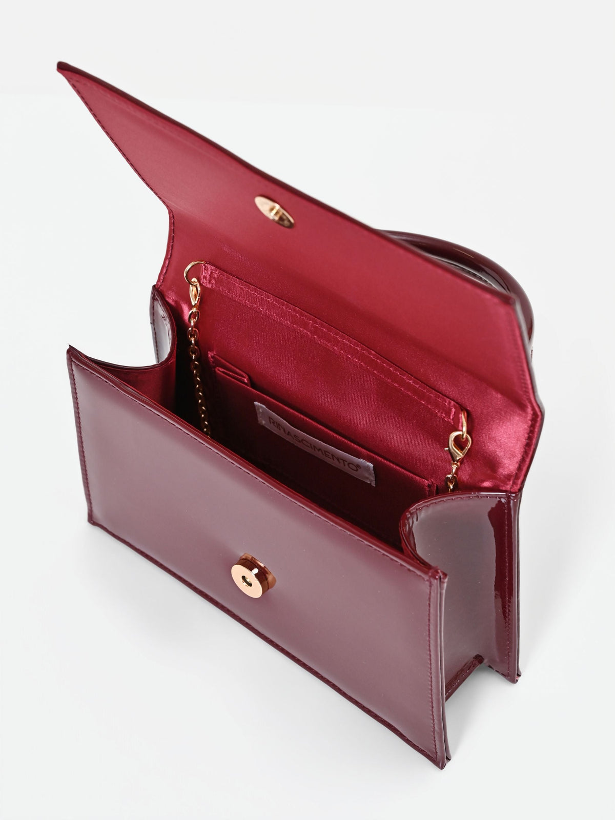 Borsa a mano bordeaux effetto vernice