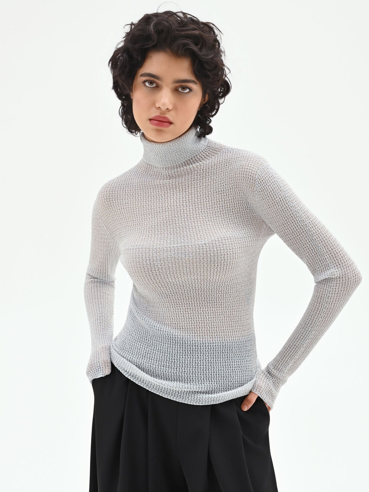 Maglia argento con texture a nido d'ape