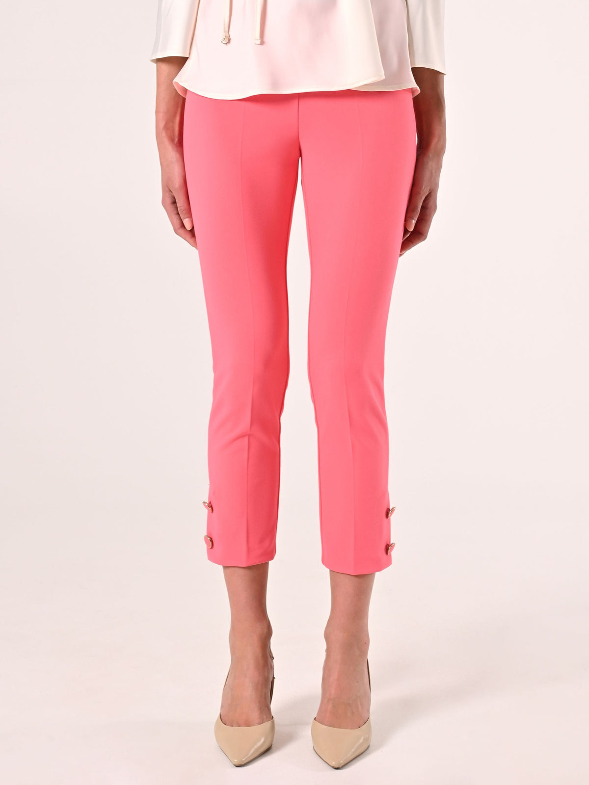 Pantaloni Rosa Camelia in Scuba mano Crepe