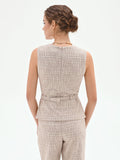 Top in Tweed Beige con Cintura