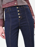 Jeans blu navy a vita alta con bottoni