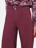 Jeans wide leg in cotone bordeaux con cintura