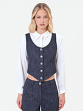 Gilet blu navy con bottoni gioiello