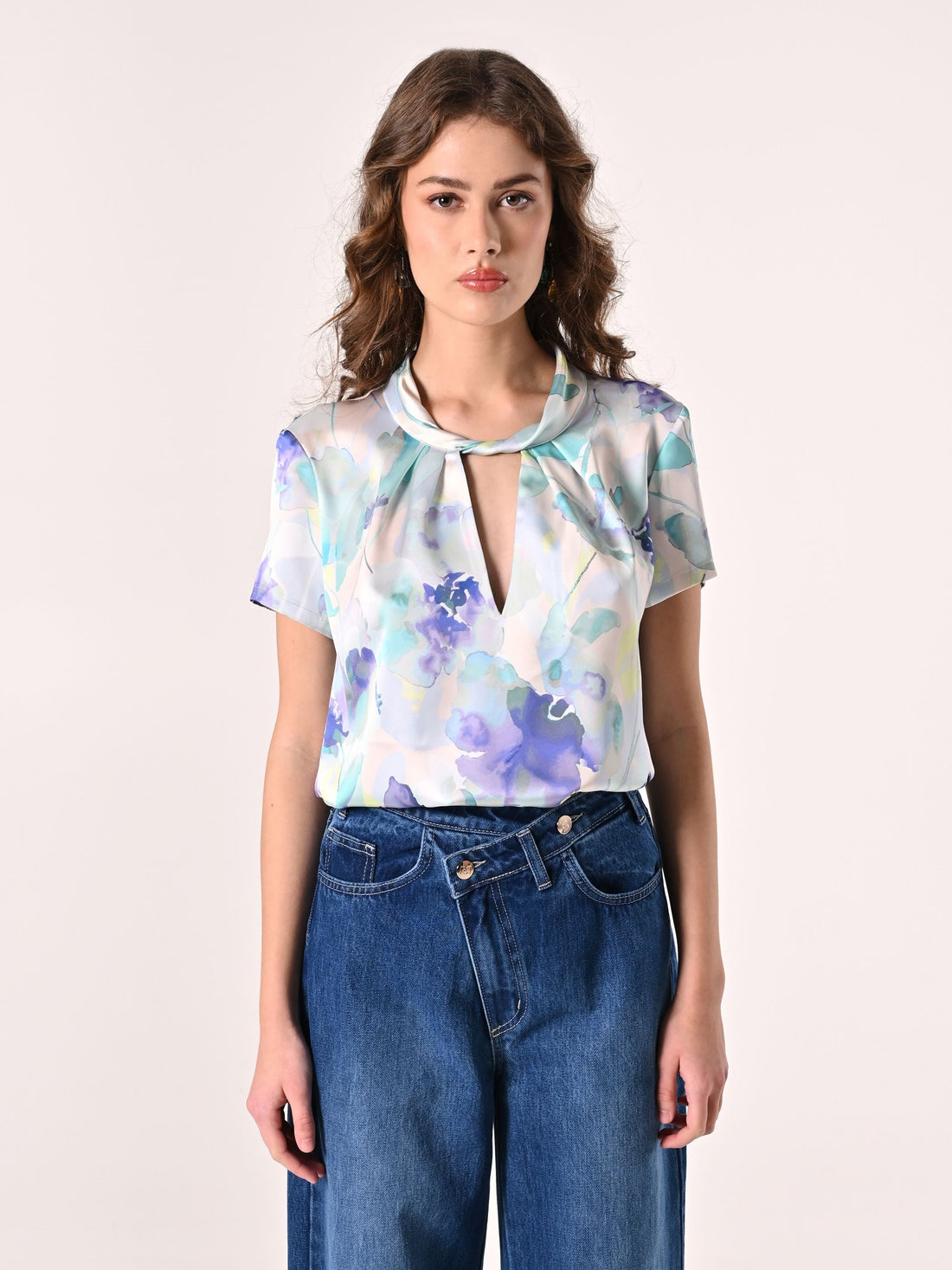 Blusa in Raso Fantasia Floreale