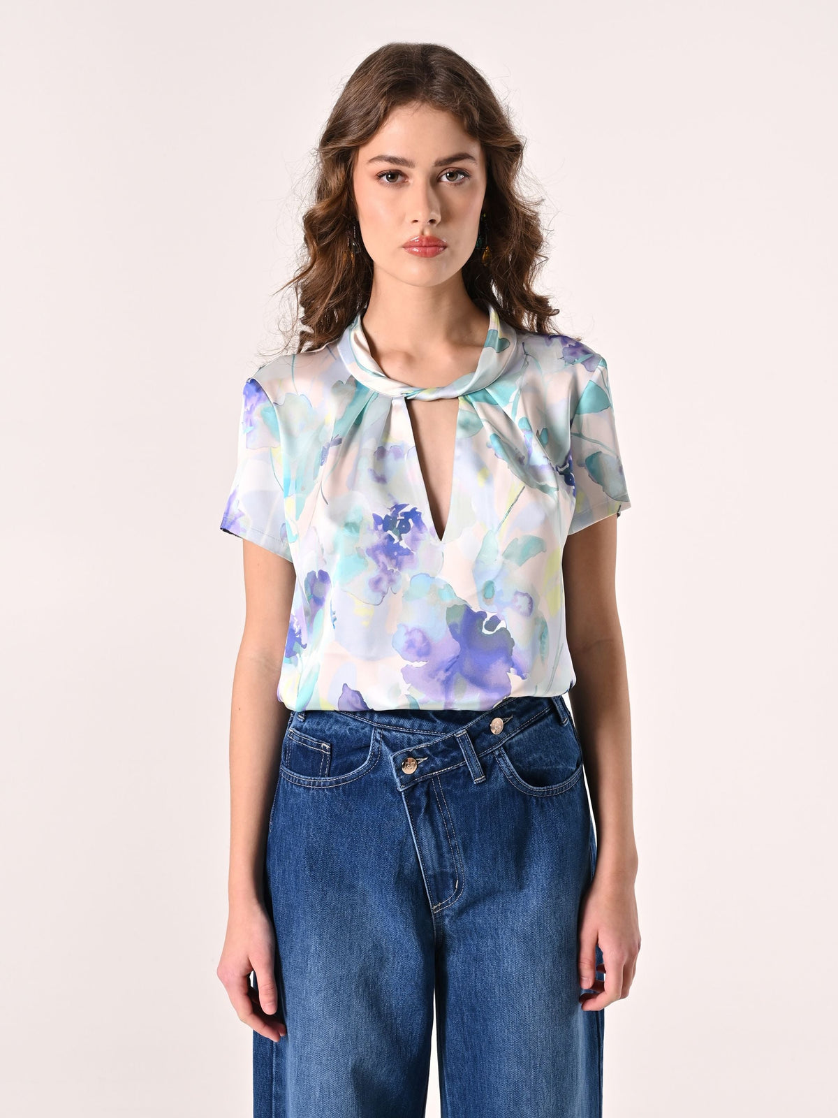 Blusa in Raso Fantasia Floreale