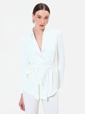 Giacca bianca con revers in raso