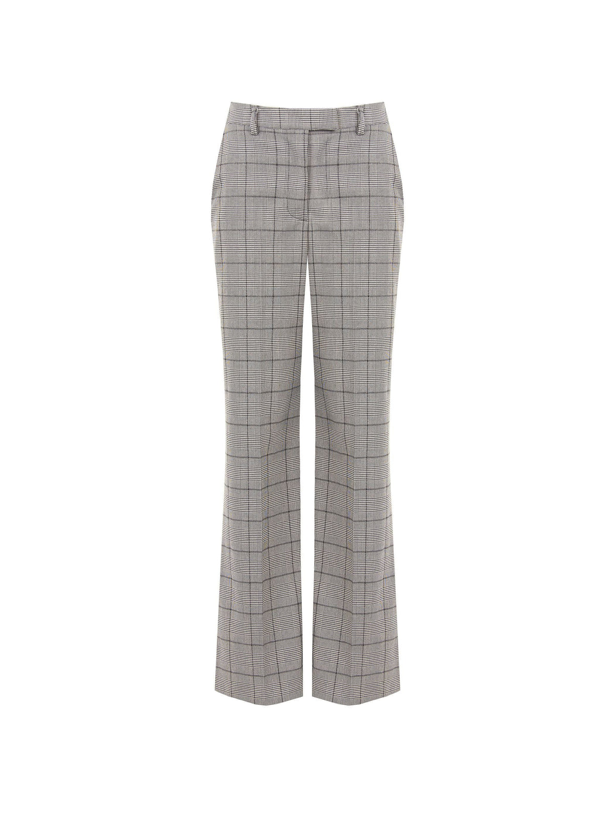 Pantalone grigio a gamba ampia con fantasia check