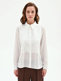 Camicia panna bianco con plastron plissé