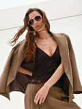 Top in pizzo stretch cioccolato