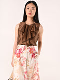 Blusa con Rouche Marrone