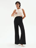 Pantalone Palazzo Vita Alta Nero con Bottoni