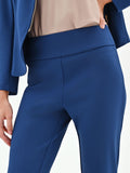 Pantalone mid flared blu brillante con fascione