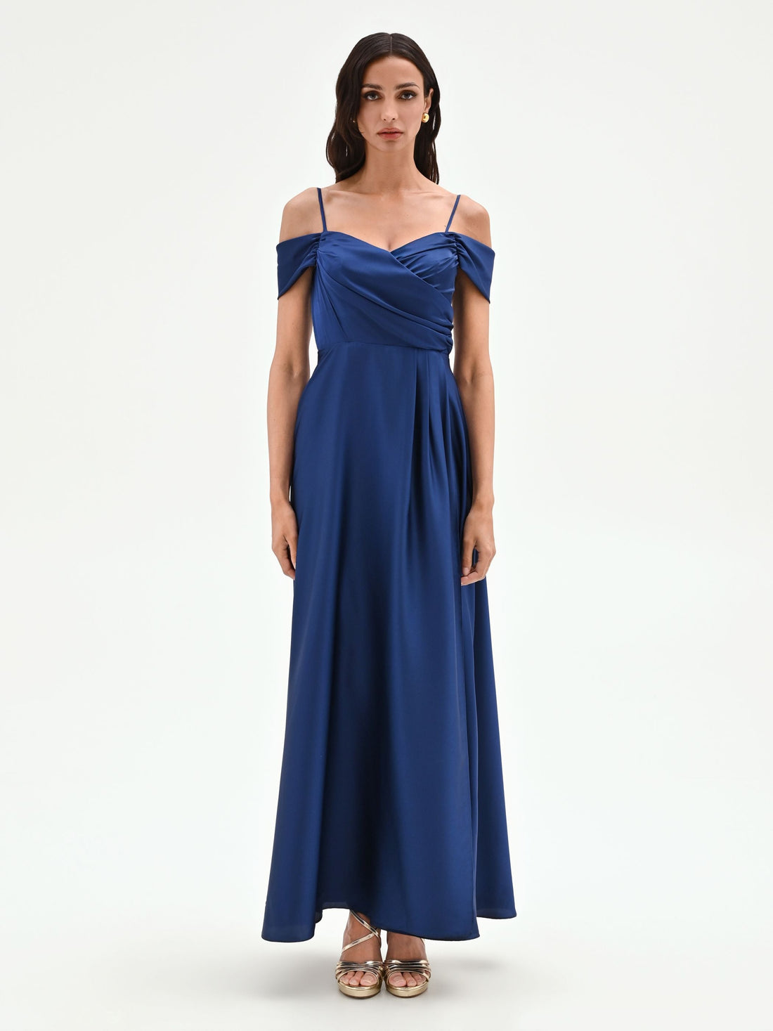 Abito Lungo Blu con spalline scese