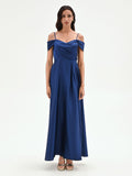 Abito Lungo Blu con spalline scese