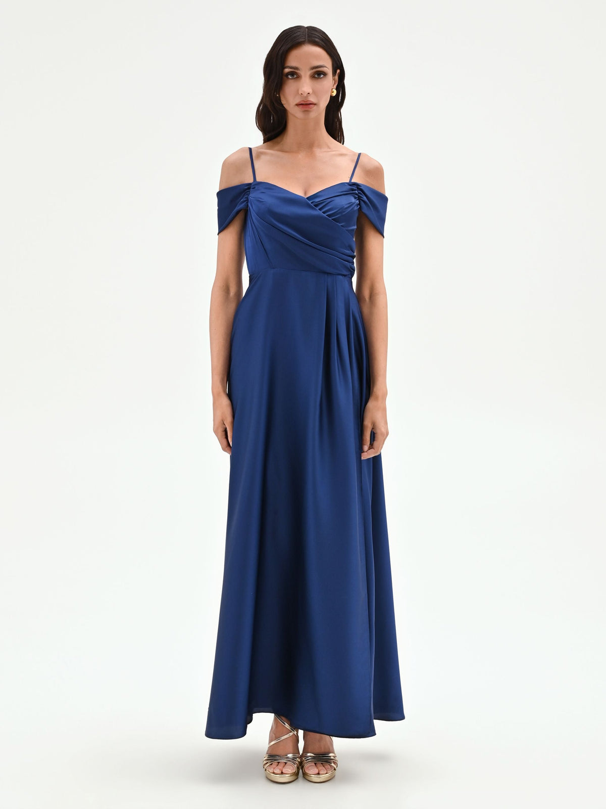 Abito Lungo Blu con spalline scese
