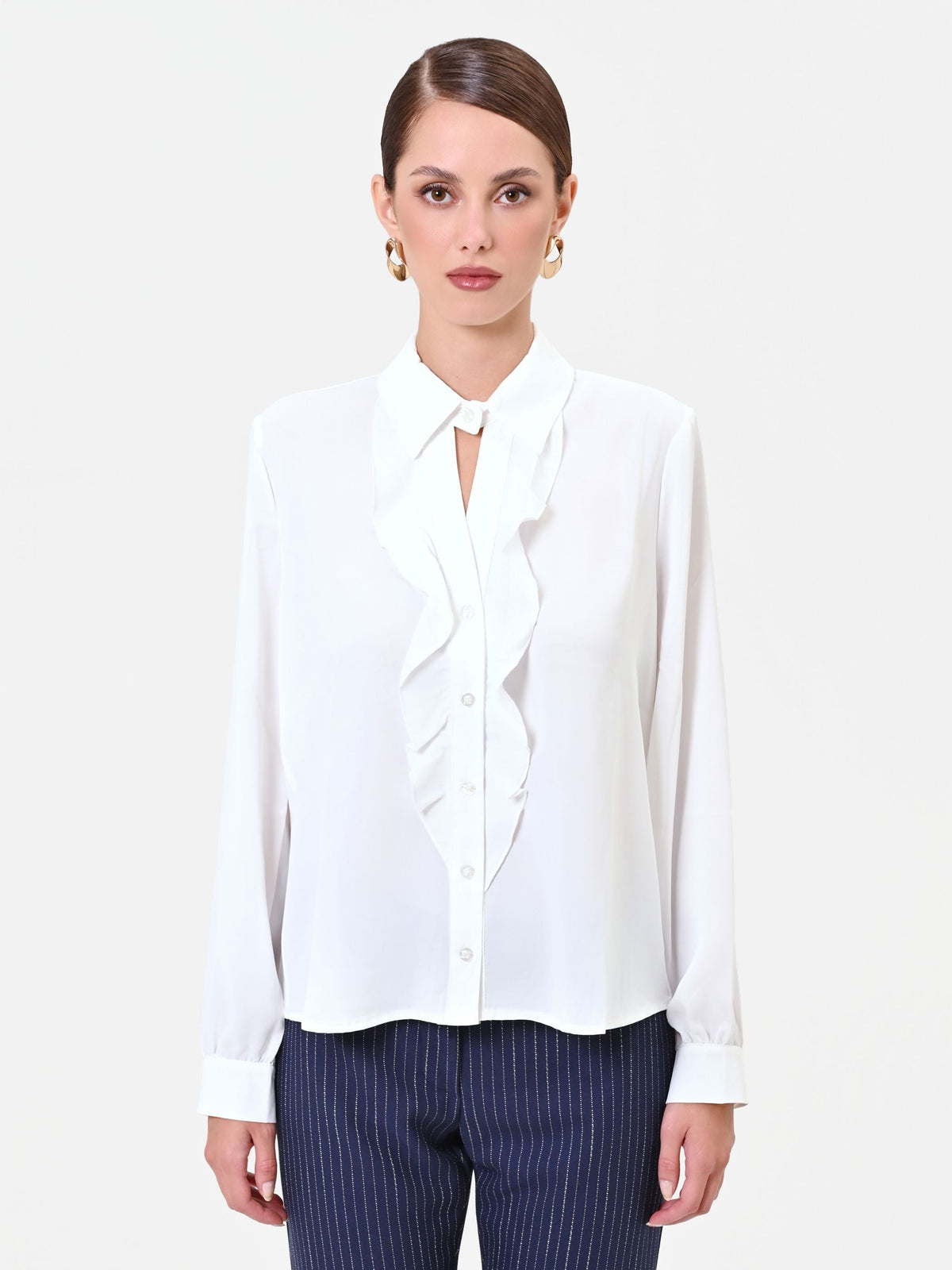 Camicia panna con volant