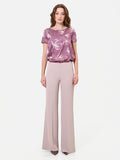 Pantalone palazzo tortora beige in cadi