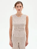 Top in Tweed Beige con Cintura