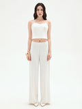 Top cropped bianco con scollo a cuore