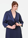 Giacca Curvy bolero in raso blu navy