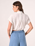 Camicia Bianca Boxy in Misto Viscosa