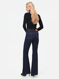 Jeans a zampa blu navy stile marinière high waist