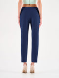 Pantalone blu a sigaretta con cinturino a contrasto